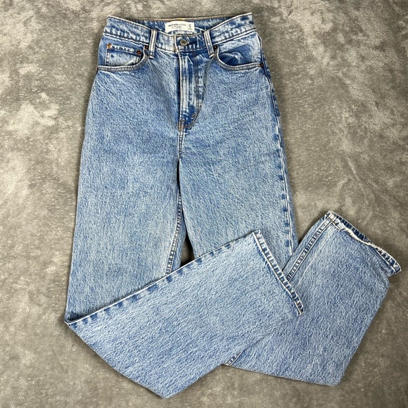 Abercrombie & Fitch Denim - Abercrombie&Fitch Jeans Womens 25 The 90s Straight Ultra High Rise Acid Wash